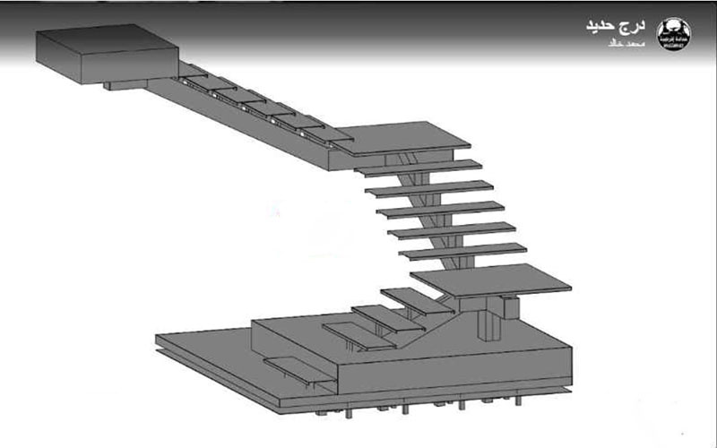 تصميم هندسي لدرج لف